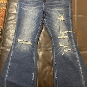 Women's Distressed Blue Jeans